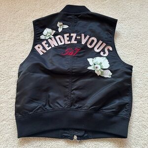 Cinq à Sept black bomber vest with embroidery
